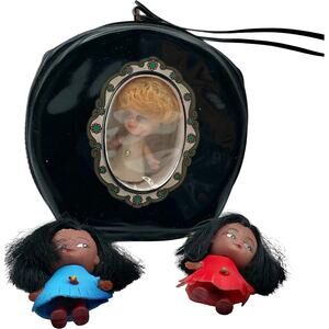 Vintage Liddle Kiddle Hong Kong Sealed in Black Vinyl Purse 1960s Doll 2 Clones